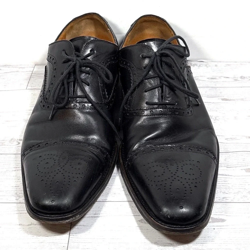 Magnanni #13975 Cap Toe Oxford Brogue Dress Shoes Black Men's Size 9.5 M US